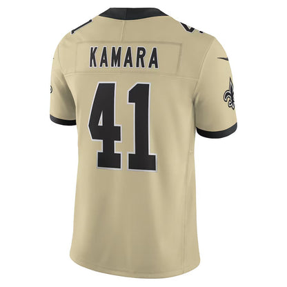 NO.Saints #41 Alvin Kamara Gold Alternate Gameday Golds Alternate Vapor F.U.S.E. Limited Stitched American Football Jersey - Main View