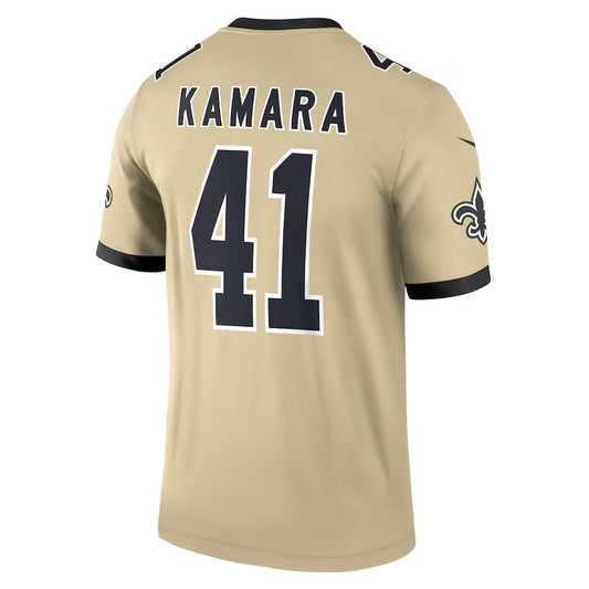 NO.Saints #41 Alvin Kamara Gold Gameday Golds Alternate Legend Player Performance Top Stitched American Football Jersey - Main View