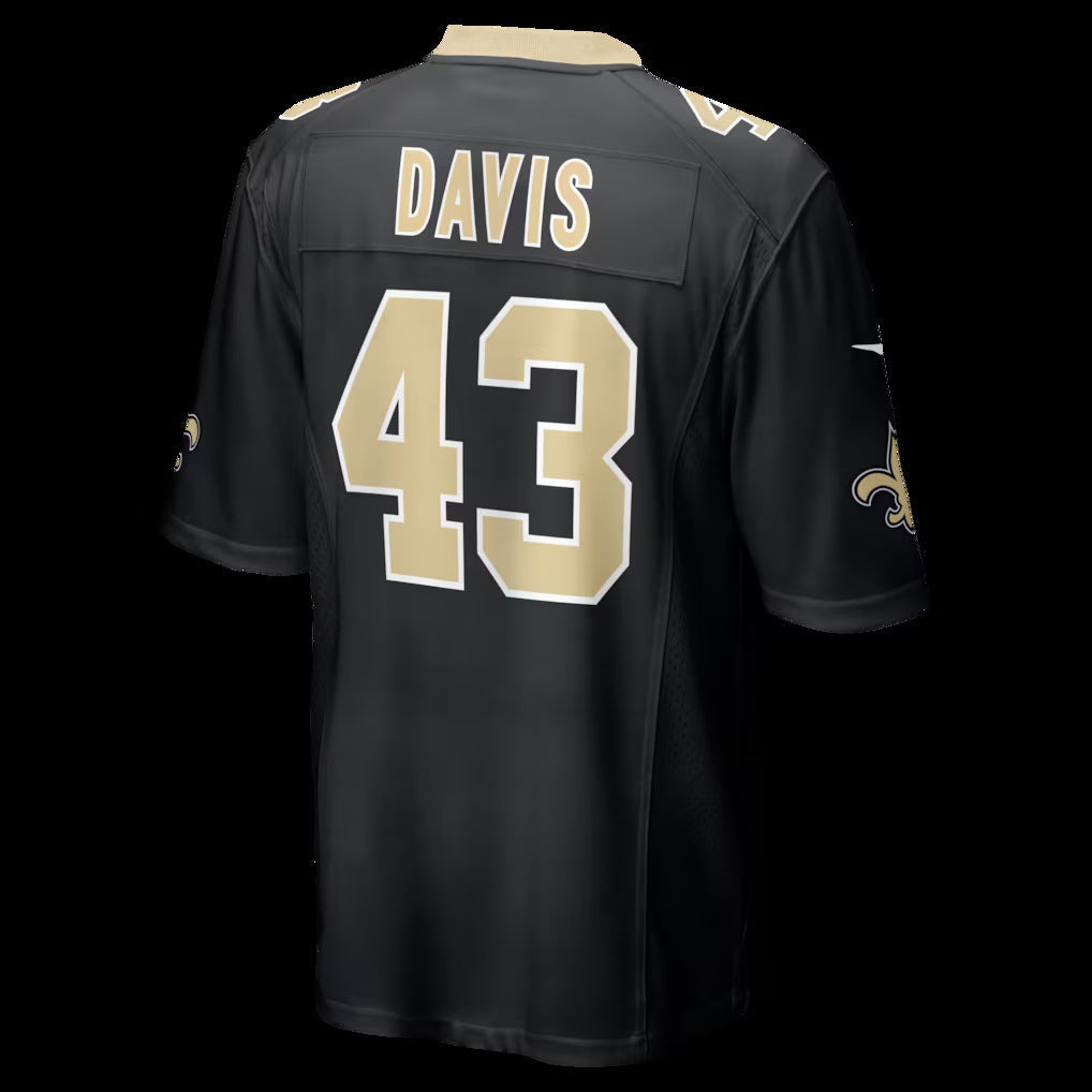 NO.Saints #43 Michael Davis Black Team Game Stitched American Football Jersey - Main View