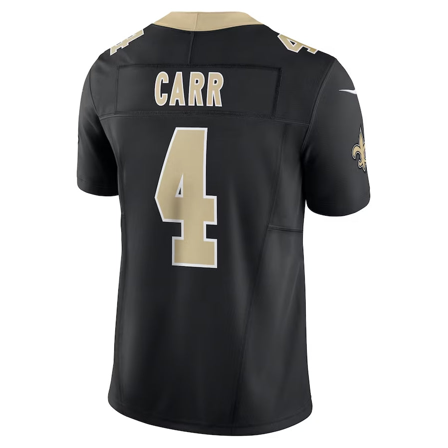NO.Saints #4 Derek Carr Black Vapor F.U.S.E. Limited Stitched American Football Jersey - Main View