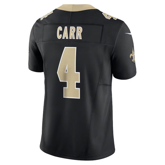 NO.Saints #4 Derek Carr Black Vapor F.U.S.E. Limited Stitched American Football Jersey - Main View