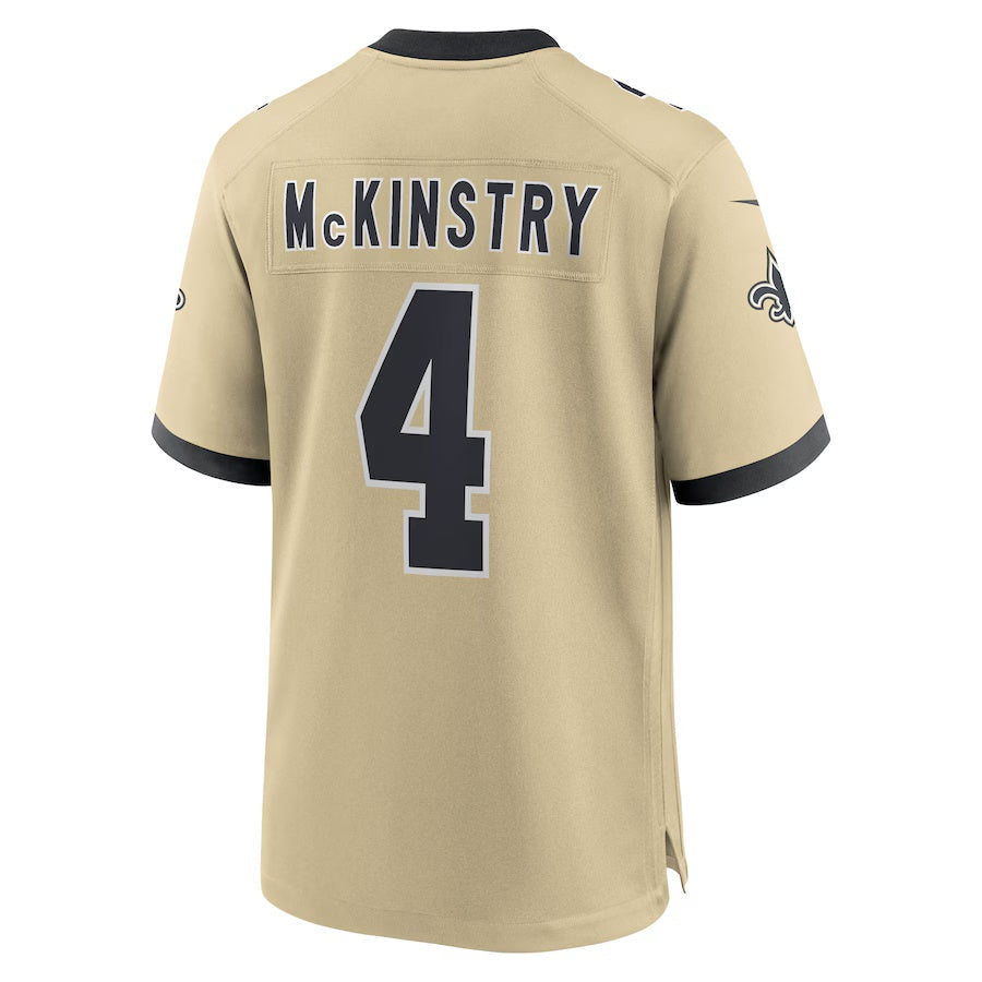 NO.Saints #4 Ga’Quincy McKinstry Gold Gameday Golds Alternate Game Player Stitched American Football Jersey - Main View