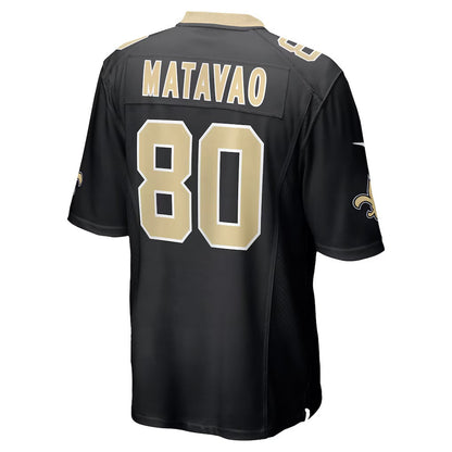 NO.Saints #80 Moliki Matavao Black Team Game Stitched American Football Jersey - Main View