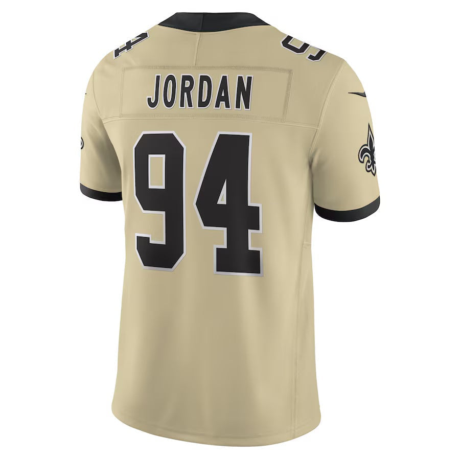 NO.Saints #94 Cameron Jordan Gold Alternate Gameday Golds Alternate Vapor F.U.S.E. Limited Stitched American Football Jersey - Main View