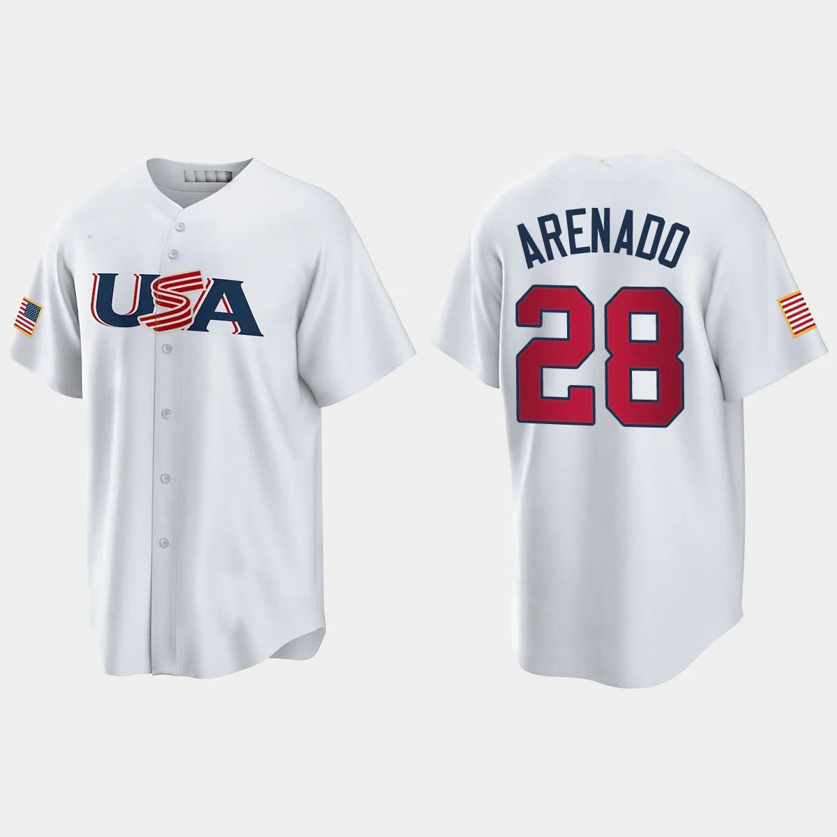 #28 NOLAN ARENADO ST. LOUIS CARDINALS 2023 WORLD BASEBALL CLASSIC USA REPLICA JERSEY ¨C WHITE Stitches Baseball Jerseys - Main View