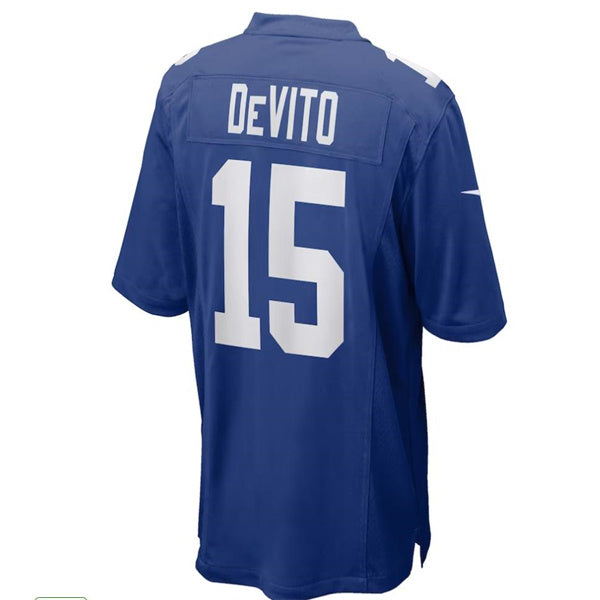 NY.Giants #15 Tommy DeVito Royal Blue Team Color Game Jersey Stitched American Football Jerseys - Main View