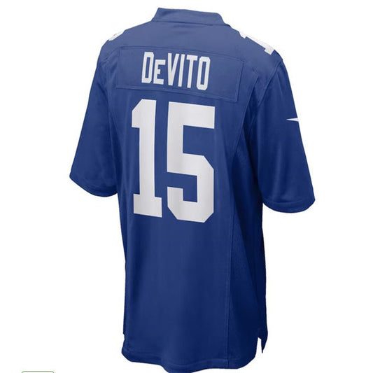 NY.Giants #15 Tommy DeVito Royal Blue Team Color Game Jersey Stitched American Football Jerseys - Main View