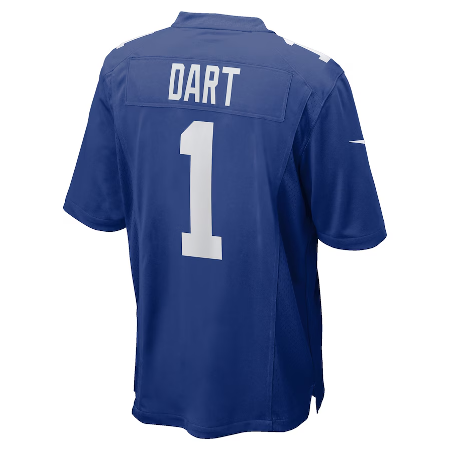 NY.Giants #1 Jaxson Dart Royal 2025 Draft First Round Pick Game Stitched American Football Jerseys - Main View