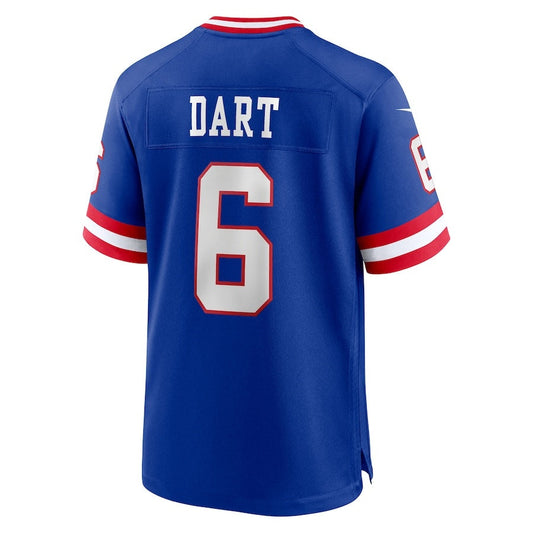 NY.Giants #6 Jaxson Dart Royal Alternate 2 Classic Game Stitched American Football Jerseys - Main View