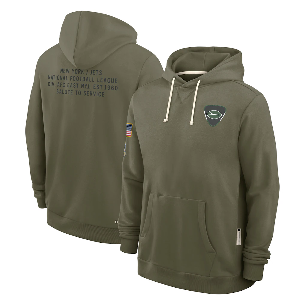 NY.Jets Olive 2025 Salute to Service Sideline Standard Issue Dri-FIT Hoodie Stitched American Football Jerseys - Main View