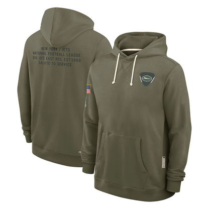 NY.Jets Olive 2025 Salute to Service Sideline Standard Issue Dri-FIT Hoodie Stitched American Football Jerseys - Main View