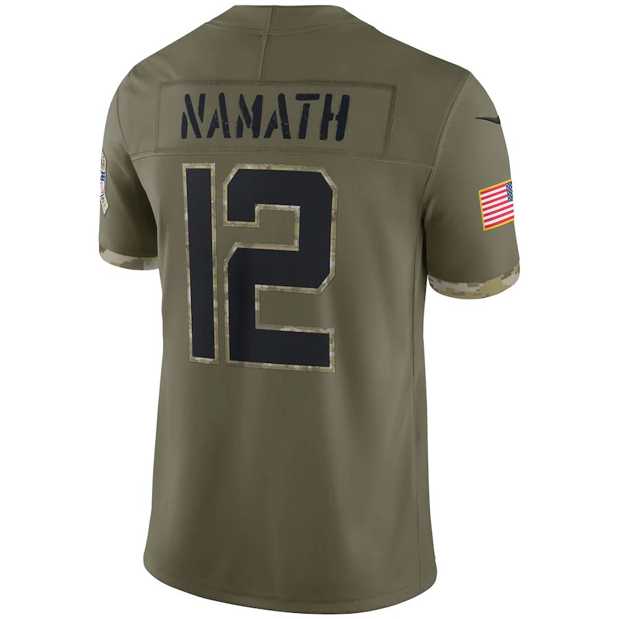 NY.Jets #12 Joe Namath Olive 2022 Salute To Service Retired Player Limited Jersey Stitched American Football Jerseys - Main View