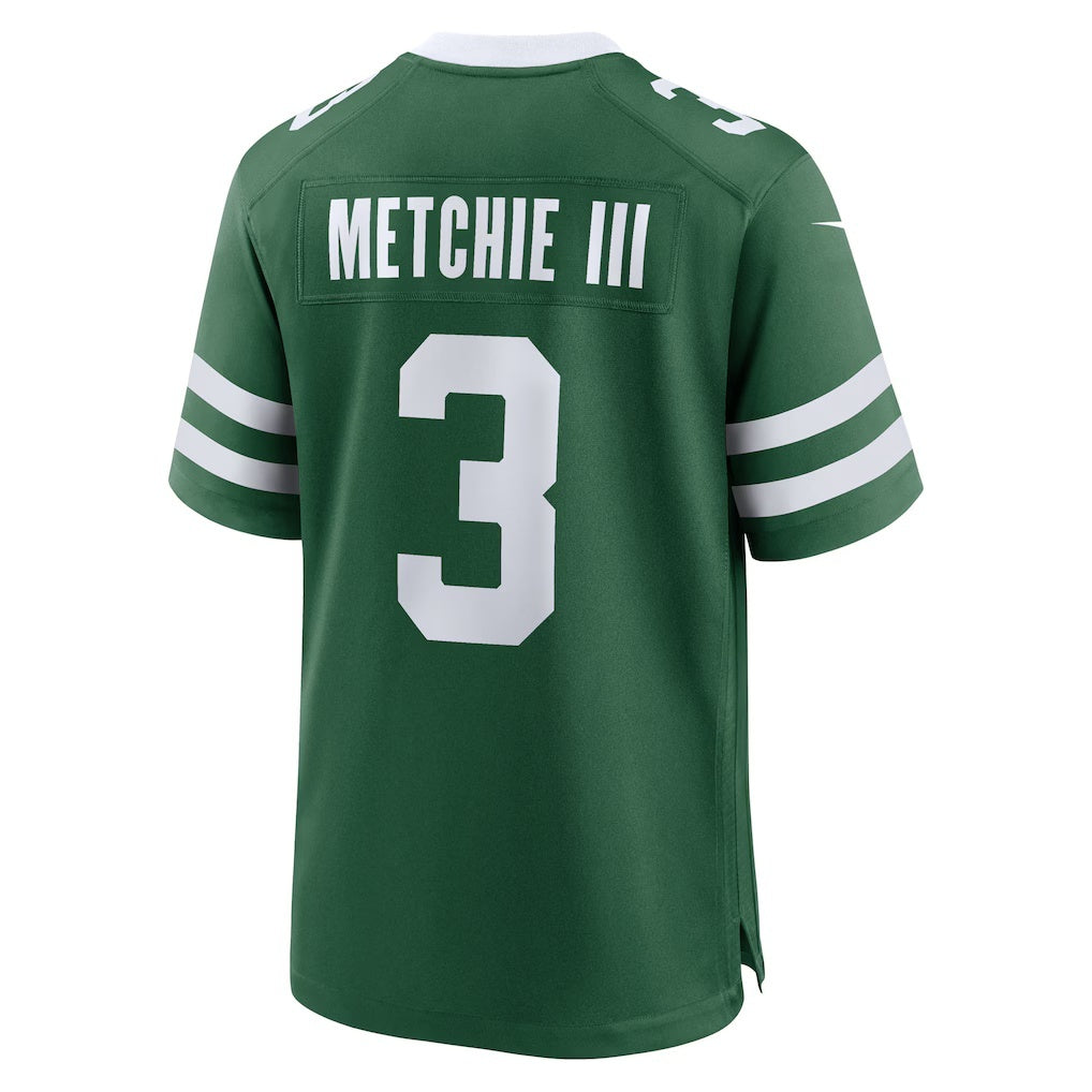 NY.Jets #3 John Metchie III Legacy Green Team Game Stitched American Football Jerseys - Main View