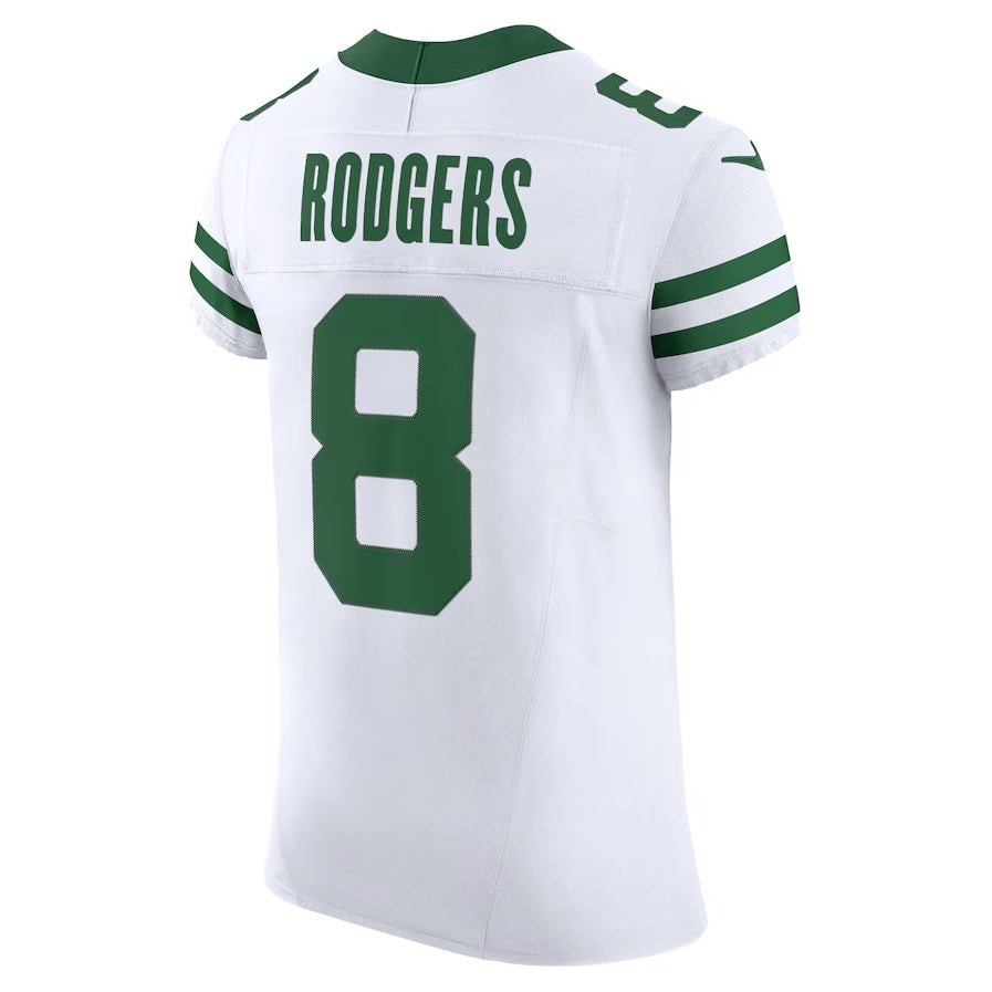 NY.Jets #8 Aaron Rodgers Legacy White Vapor F.U.S.E. Elite Stitched American Football Jerseys - Main View