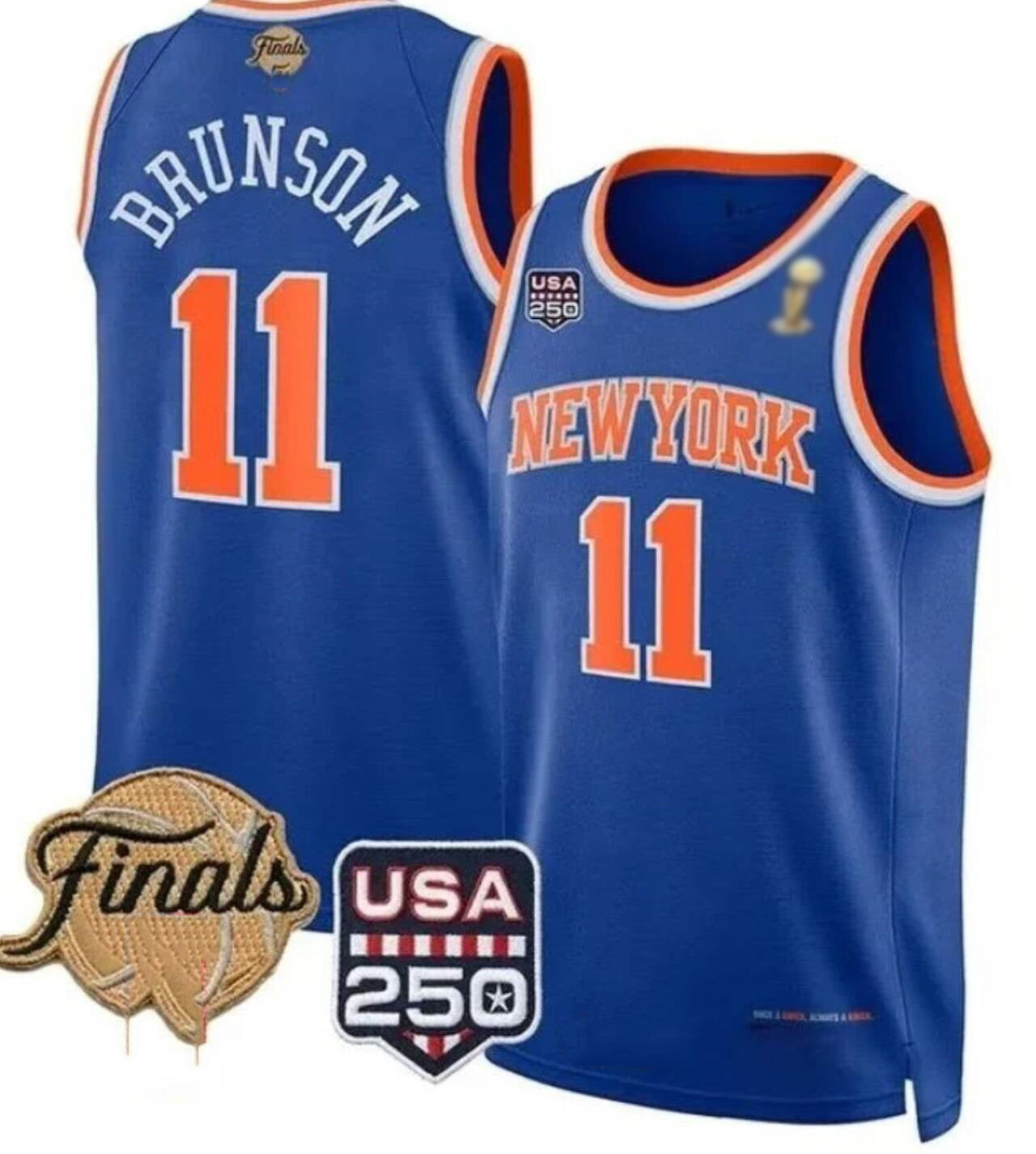 NY.Knicks #11 Jalen Brunson 2026 Finals Champion USA 250 Stitched American Basketball Jersey - Main View