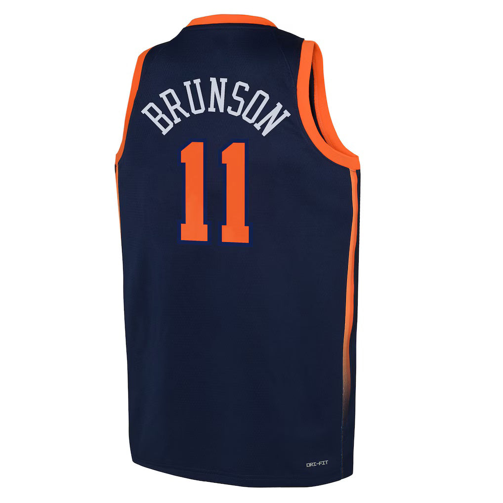 NY.Knicks #11 Jalen Brunson Swingman Jersey - Statement Edition - Navy Stitched American Basketball Jersey - Main View
