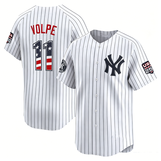 New York Yankees #11 Anthony Volpe White USA 250 Fourth of July Limited Baseball Stitched Jersey - Main View