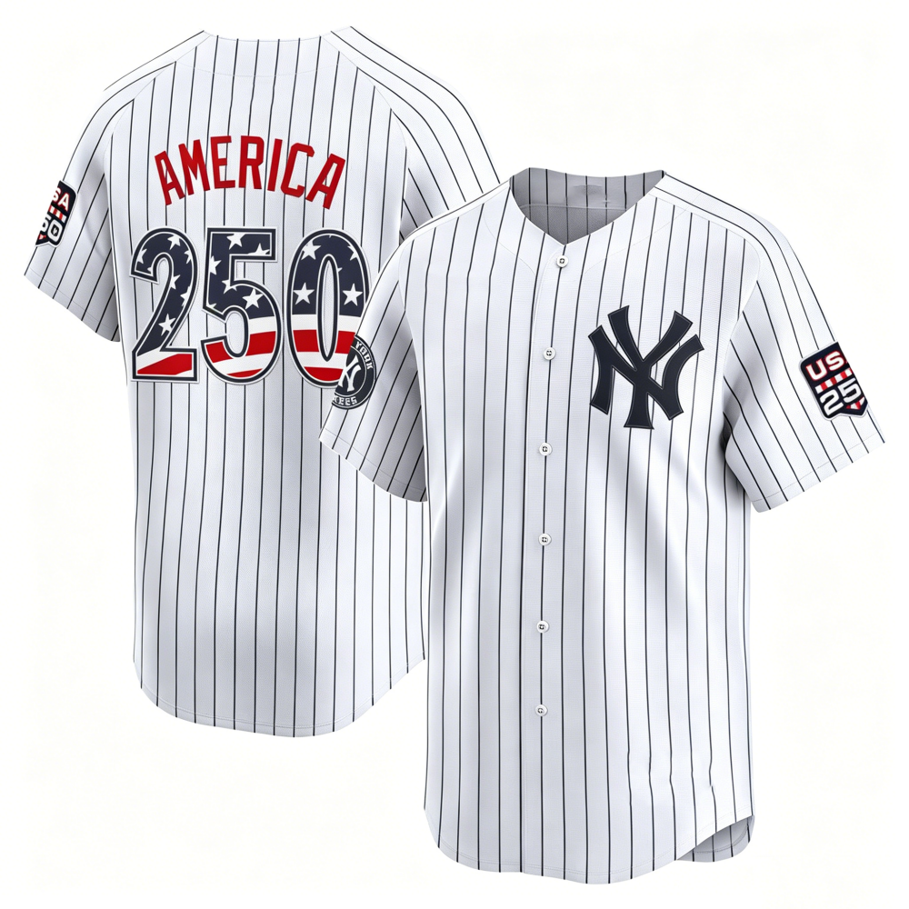 New York Yankees #250 AMERICA White USA 250 Fourth of July Limited Baseball Stitched Jersey - Main View