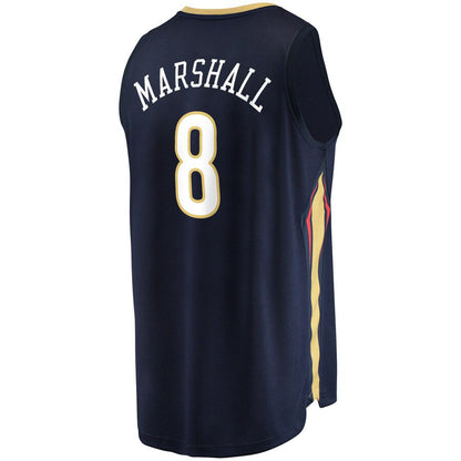 NO.Pelicans #8 Naji Marshall Fanatics Branded  2021-22 Fast Break Replica Jersey  Icon Edition Navy Stitched American Basketball Jersey - Main View