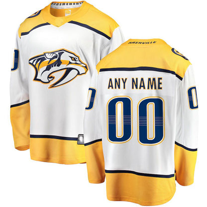 Custom N.Predators Fanatics Branded Away Breakaway White Stitched American Hockey Jerseys - Main View