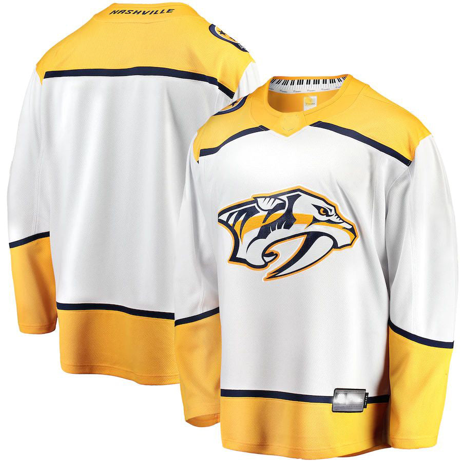 N.Predators Fanatics Branded Breakaway Away Jersey White Stitched American Hockey Jerseys - Main View