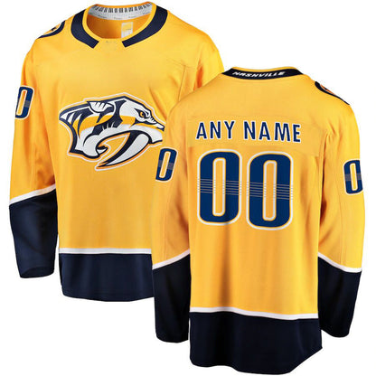 Custom N.Predators Fanatics Branded Home Breakaway  Gold Stitched American Hockey Jerseys - Main View