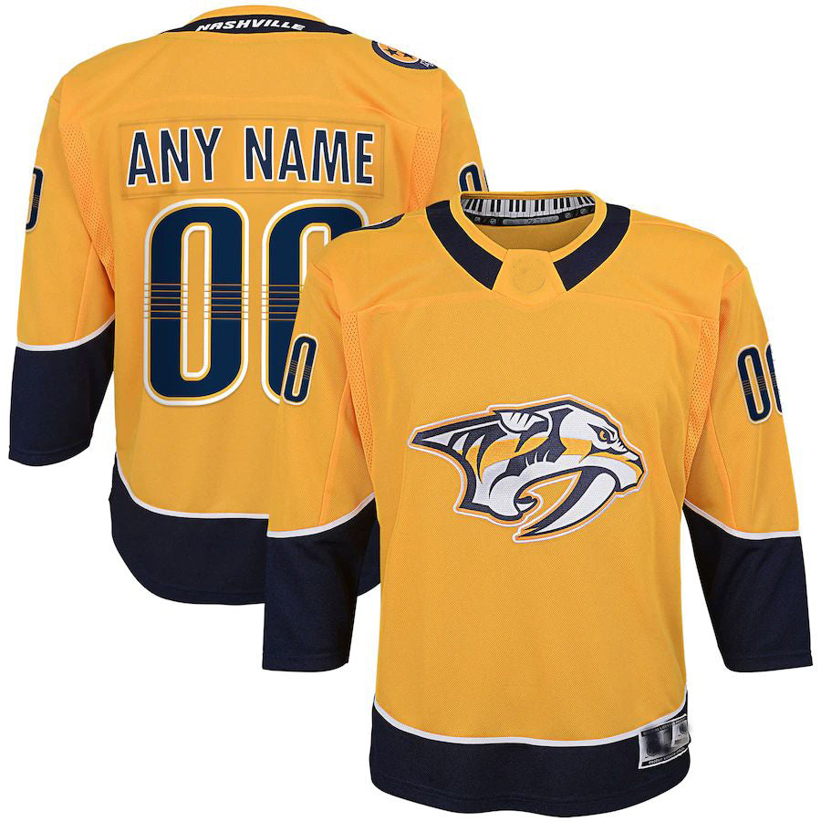 Custom N.Predators Home Premier Gold Stitched American Hockey Jerseys - Main View