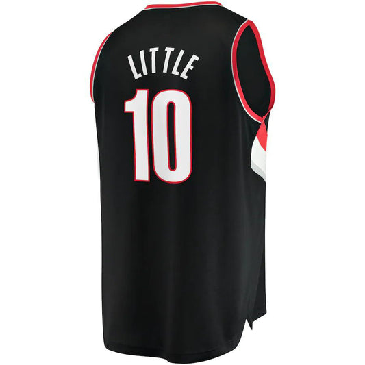 P.Trail Blazers #10 Nassir Little Fanatics Branded 2021-22 Fast Break Replica Jersey Icon Edition Black Stitched American Basketball Jersey - Main View
