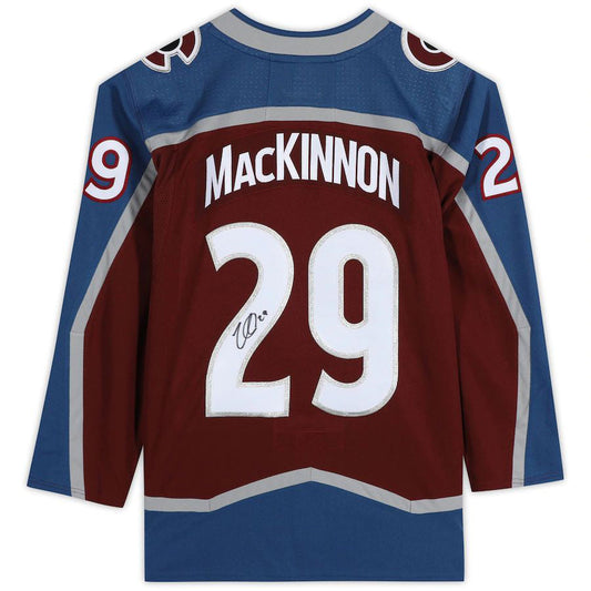 C.Avalanche #29 Nathan MacKinnon Fanatics Authentic Autographed Burgundy Stitched American Hockey Jerseys - Main View