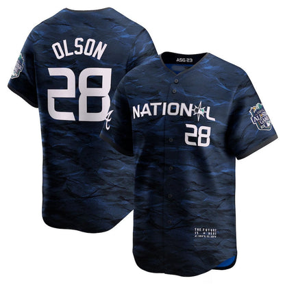National League #28 Matt Olson 2023 All-Star Game Limited Player Jersey - Royal Baseball Jerseys - Main View