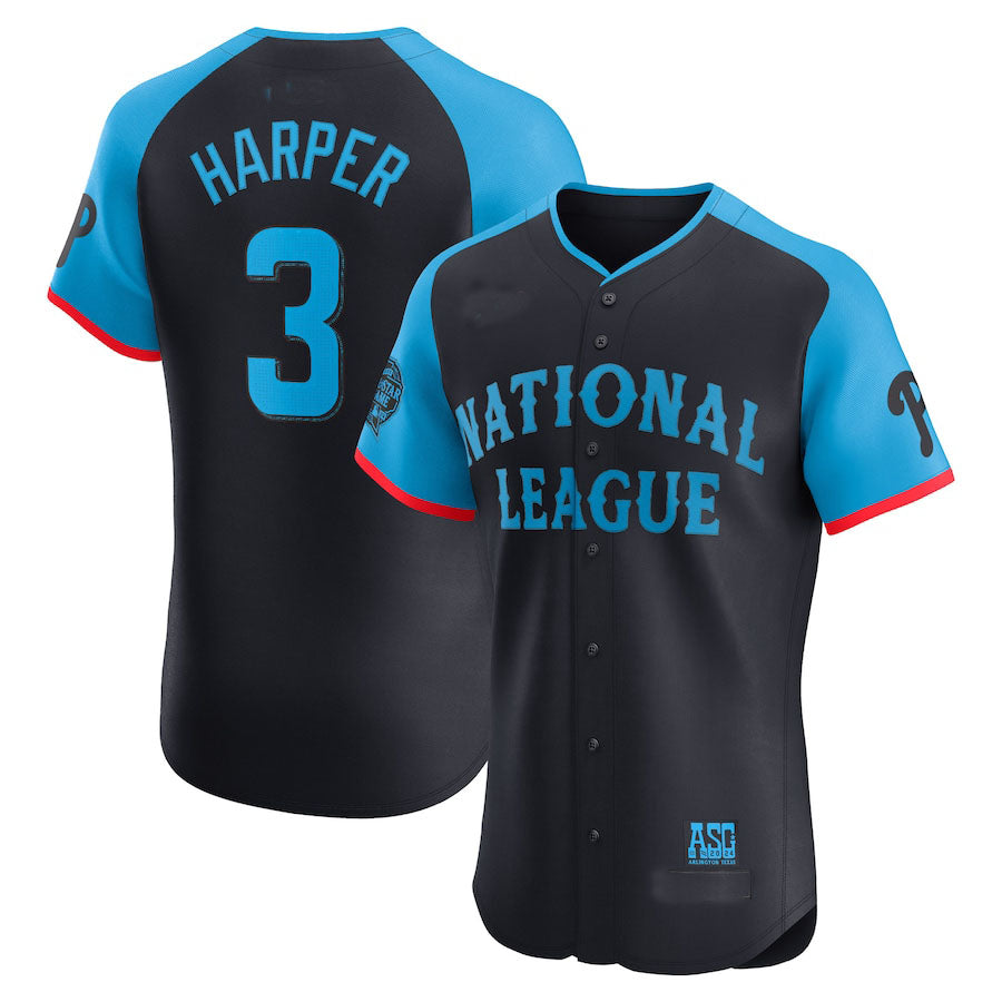 National League #3 Bryce Harper 2024 All-Star Game Elite Player Jersey - Navy Baseball Jerseys - Main View