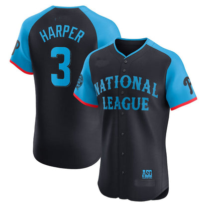 National League #3 Bryce Harper 2024 All-Star Game Elite Player Jersey - Navy Baseball Jerseys - Main View