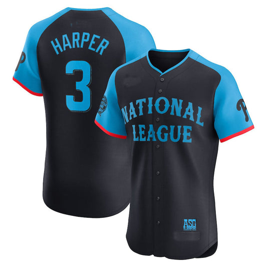 National League #3 Bryce Harper 2024 All-Star Game Elite Player Jersey - Navy Baseball Jerseys - Main View