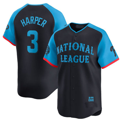 National League #3 Bryce Harper 2024 All-Star Game Limited Player Jersey - Navy Baseball Jerseys - Main View