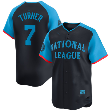 National League #7 Trea Turner Navy 2024 All-Star Game Limited Player Baseball Jerseys - Main View