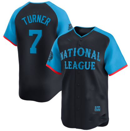 National League #7 Trea Turner Navy 2024 All-Star Game Limited Player Baseball Jerseys - Main View