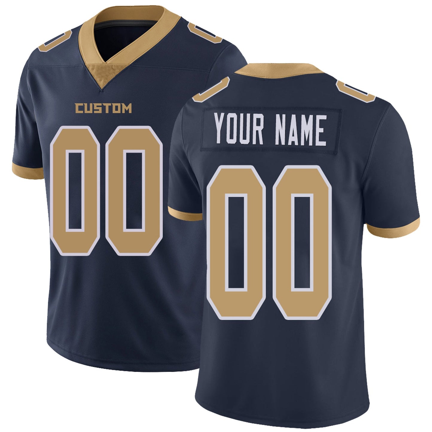 Custom LA.Rams Football Jerseys Team Player or Personalized Design Your Own Name for Men's Women's Youth Jerseys Navy view 2