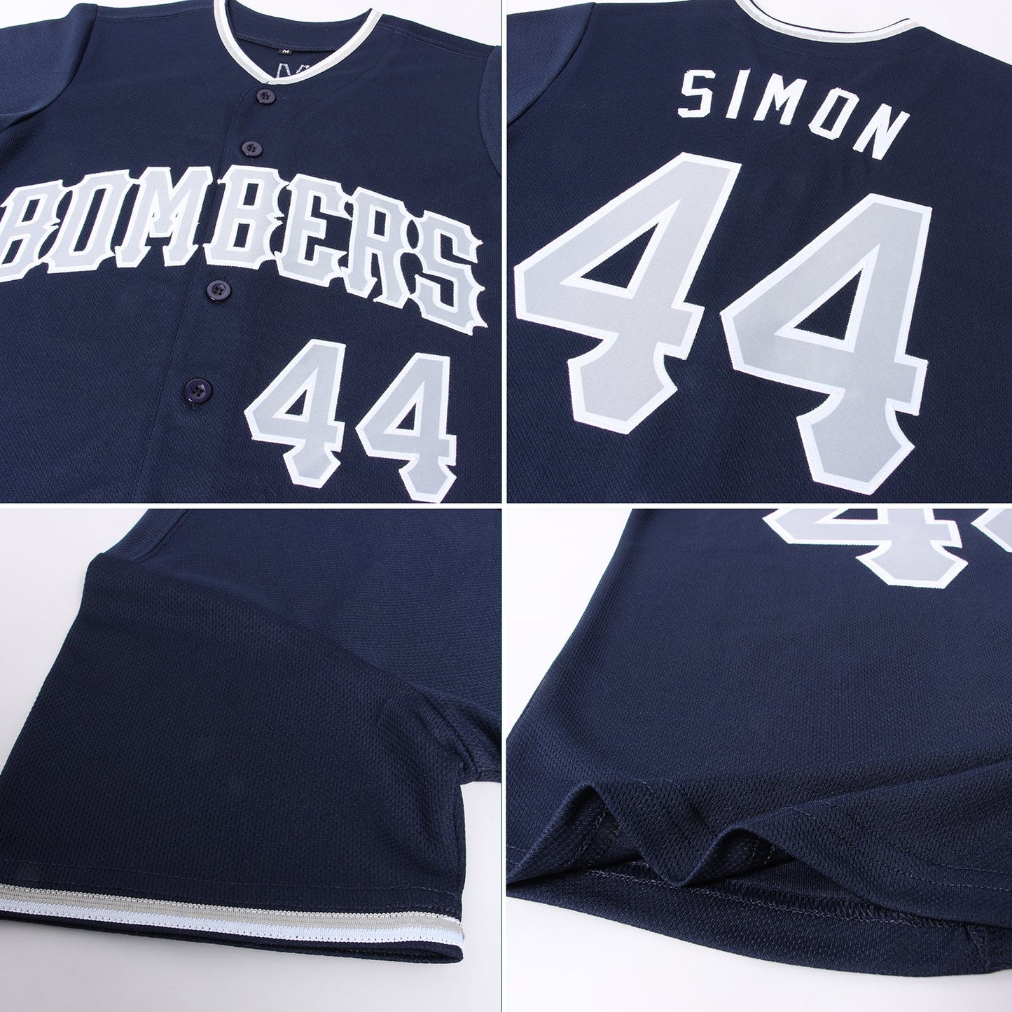 Custom Navy Gray-White Authentic Baseball Jersey view 6