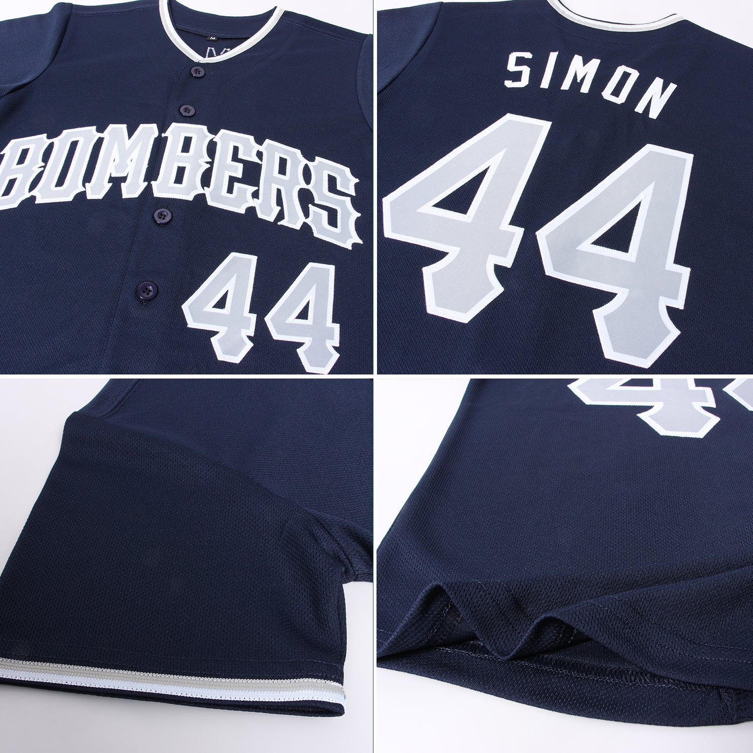 Custom Navy Gray-White Authentic Baseball Jersey view 6