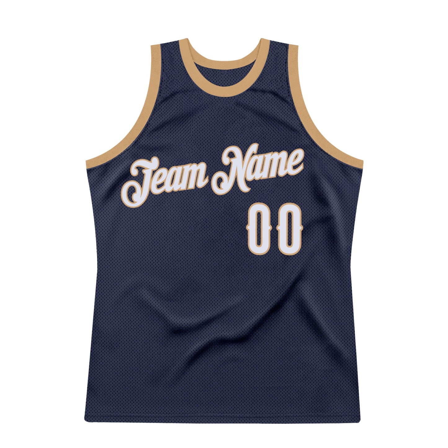 Custom Navy White-Old Gold Authentic Throwback Basketball Jersey view 6