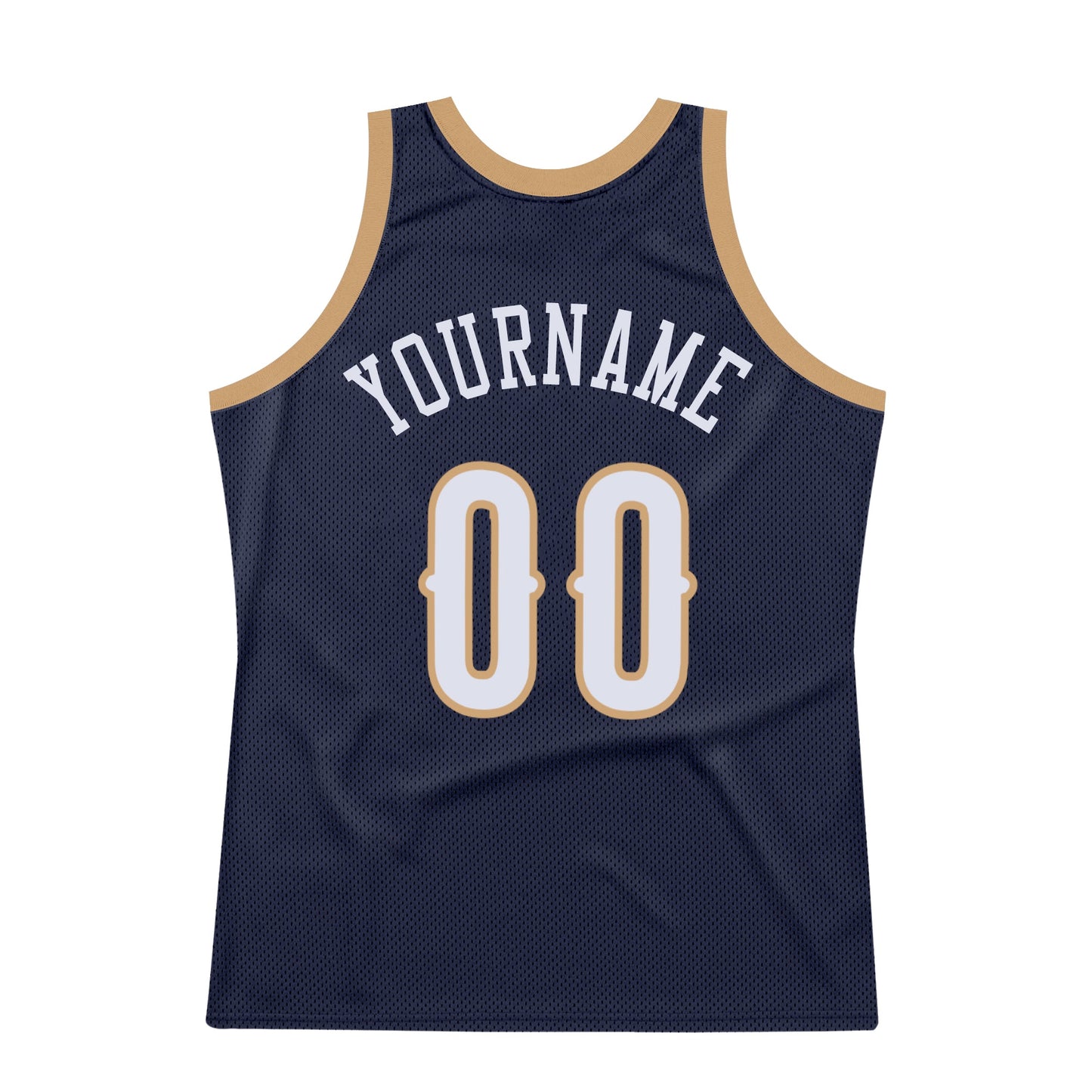 Custom Navy White-Old Gold Authentic Throwback Basketball Jersey view 7