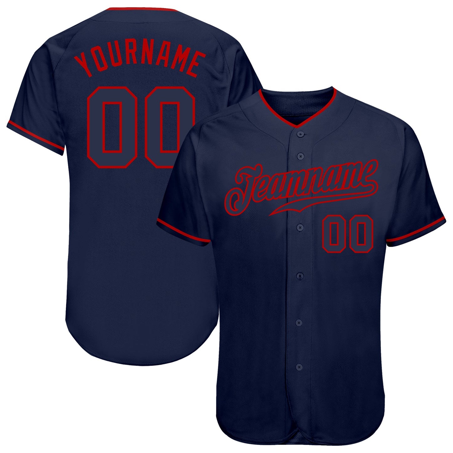 Custom Navy Navy-Red Authentic Baseball Jersey - Main View