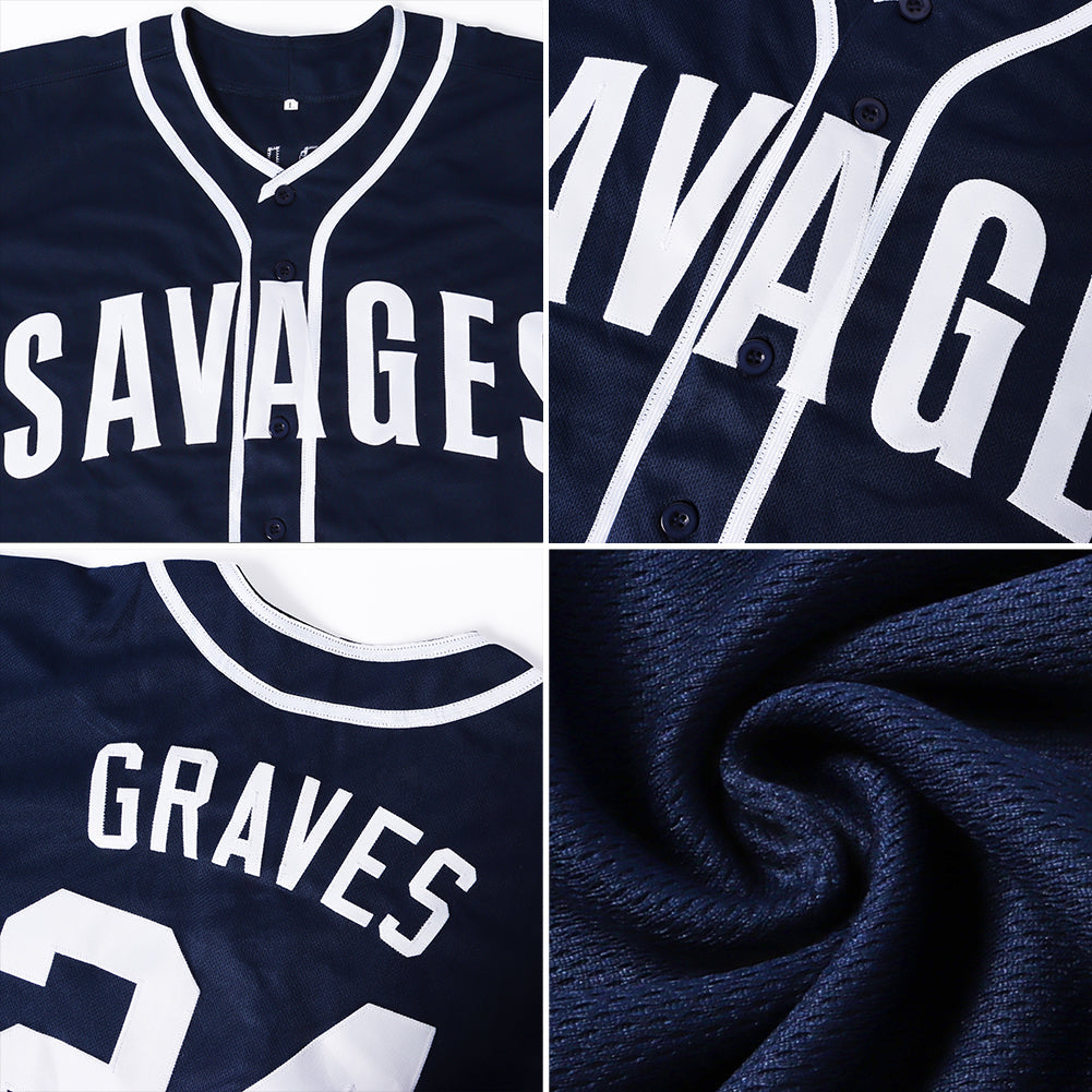 Custom Navy Navy-Orange Authentic Baseball Jersey view 6