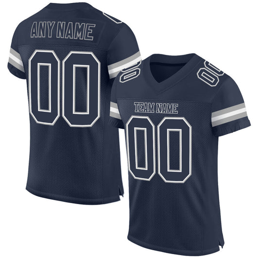 Custom Navy Navy-White Mesh Authentic Football Jersey - Main View
