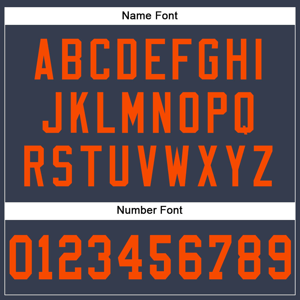 Custom Navy Orange Mesh Authentic Football Jersey view 4