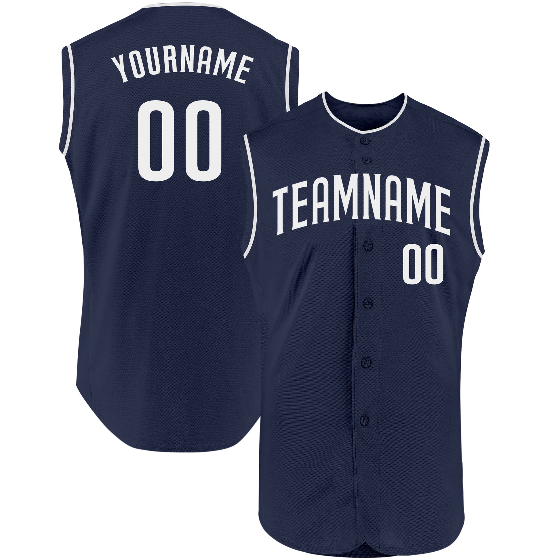 Custom Navy White Authentic Sleeveless Baseball Jersey - Main View