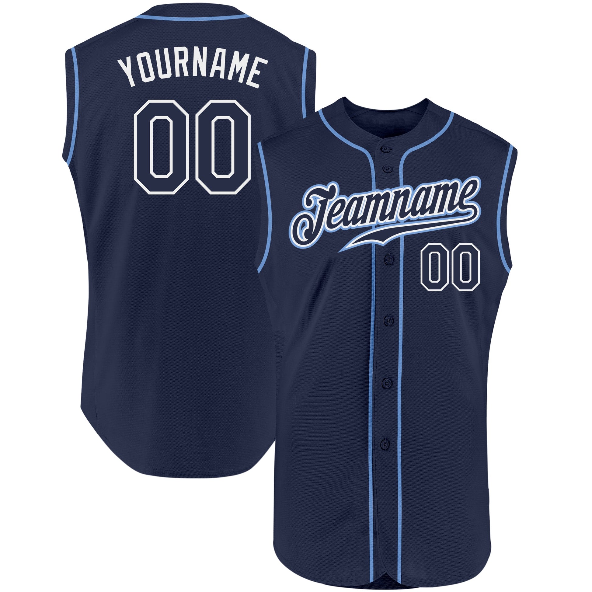 Custom Navy Navy-White Authentic Sleeveless Baseball Jersey - Main View