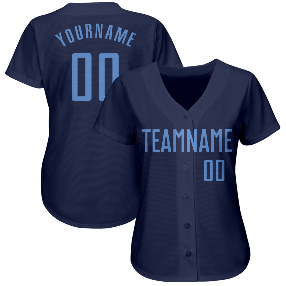 Custom Navy Light Blue Authentic Baseball Jersey view 2