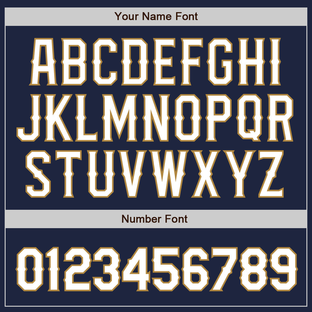 Custom Navy White-Old Gold Authentic Baseball Jersey view 4
