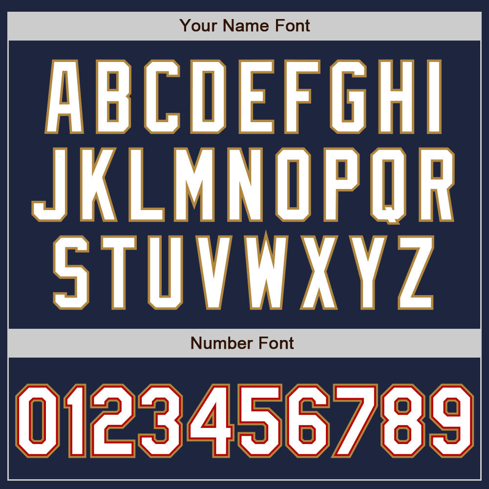 Custom Navy White-Old Gold Authentic Baseball Jersey view 4